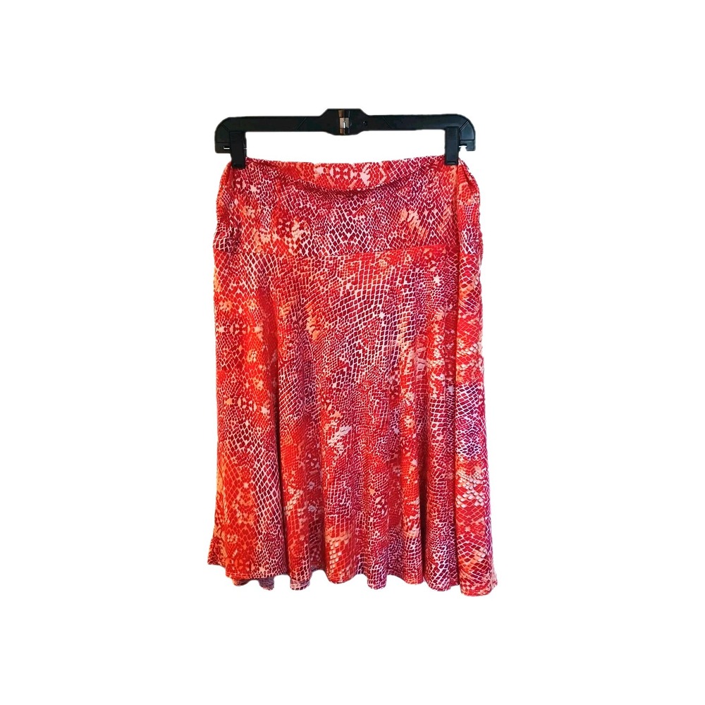 George Comfortable Stretch Knit Pink, Orange & White Snakeskin Skirt Women's L